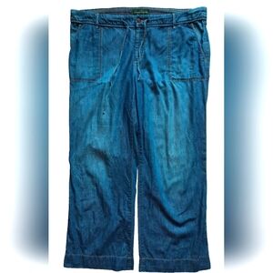 Ralph Lauren Jeans Co Denim Drawstring Straight Wide Leg Jeans Plus Size: 18W